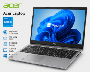 Acer laptop with Intel Core i5 processor, 8GB RAM and 512GB SSD storage