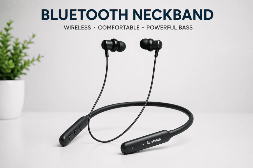 Bluetooth neckband wireless earphones available in Varanasi at Ajey Computer near BHU