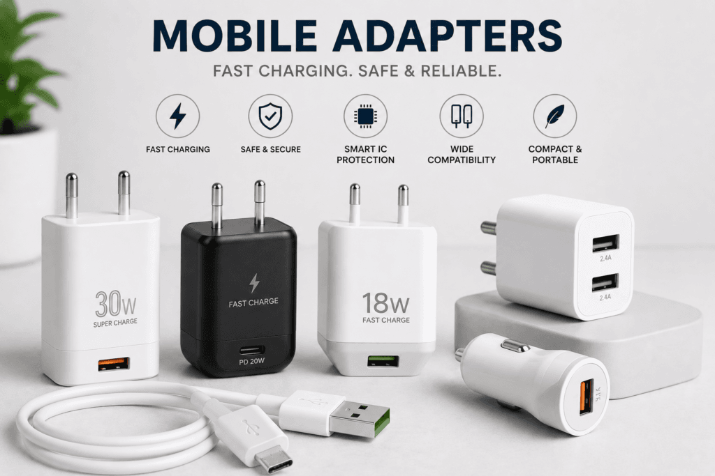 Mobile fast charging adapters available in Varanasi at Ajey Computer near BHU