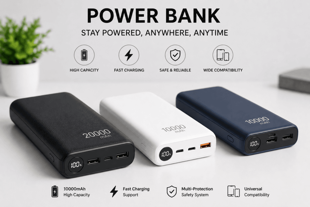Fast charging power bank available in Varanasi at Ajey Computer near BHU