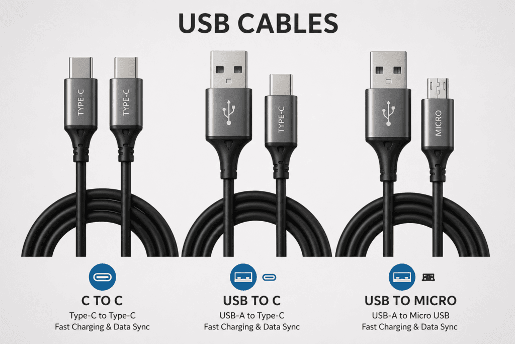 USB Type C cable, USB to C cable and USB to Micro cable available in Varanasi