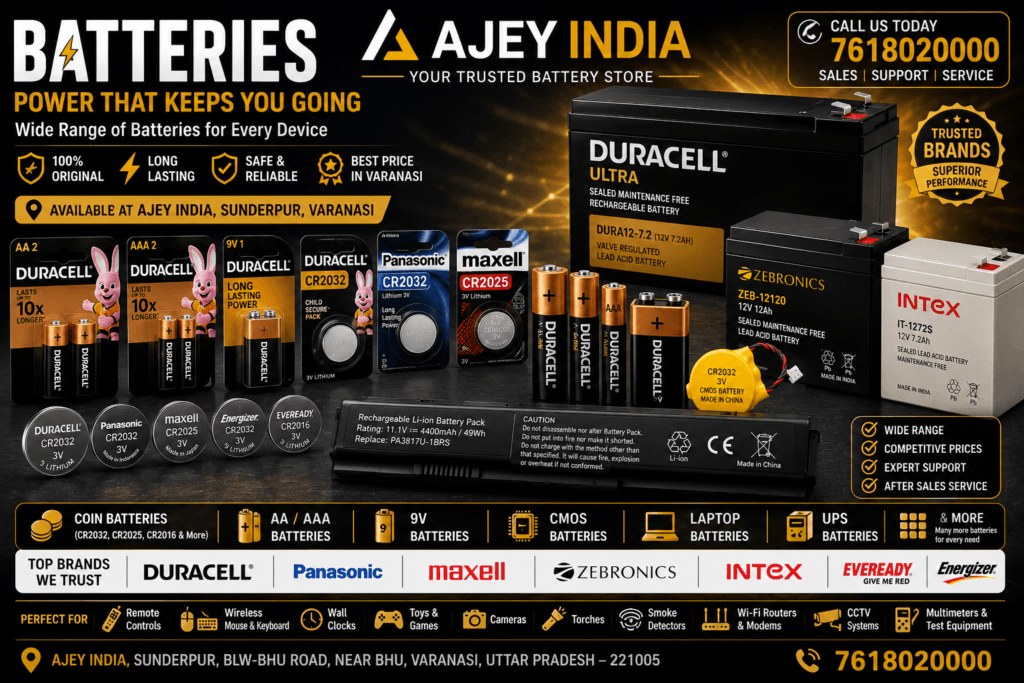 Battery Shop in Varanasi | Coin Battery, CMOS Battery, AA, AAA & UPS Battery